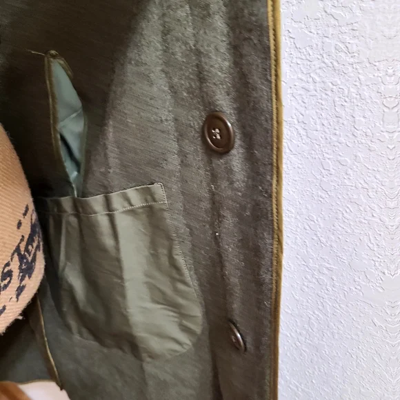 Vtg US Military Overcoat/Trench Coat Double Breasted Size Short S Olive Green - Picture 13 of 14